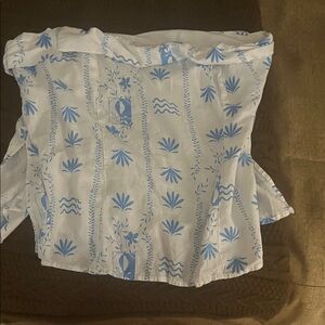 Wild Fable White and Blue Patterned Top